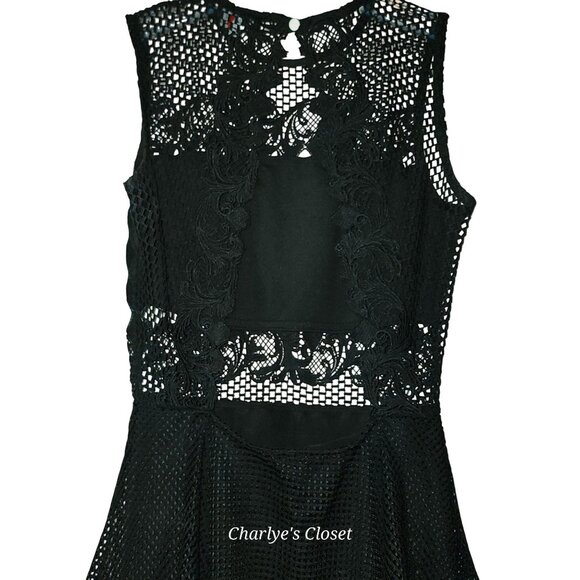 ASOS John Zack Black Coquette Mesh Paneled Back-Cutout Dress Sz.US 2-4P/UK 8 - Picture 6 of 9